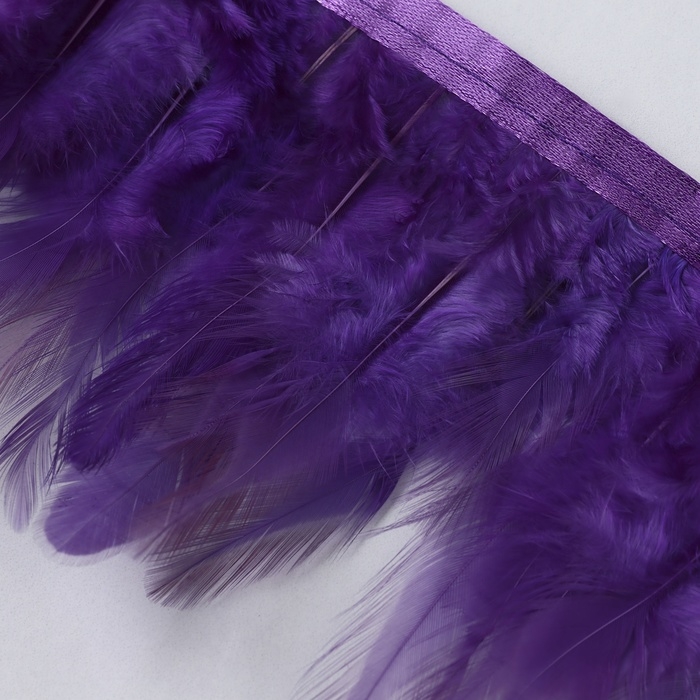 Тесьма с перьями петуха, 10-15 см, 5 &plusmn; 0,5 м, цвет фиолетовый