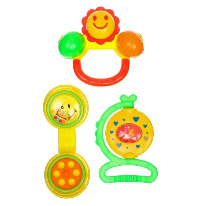 Набор погремушек &laquo;Маленькие радости&raquo;, 3 шт, цвет МИКС, Крошка