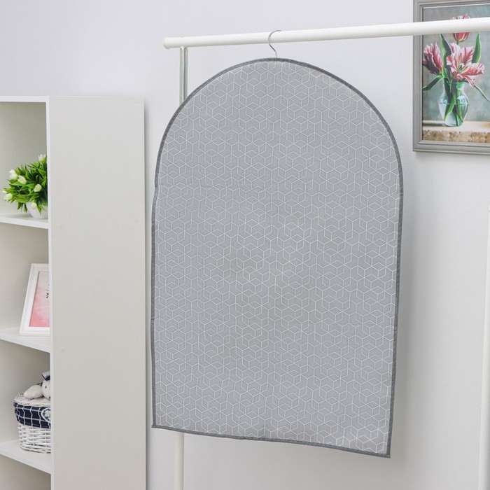 Чехол для одежды Доляна &laquo;Фора&raquo;, ПВХ окно, 90&times;60 см, цвет серый