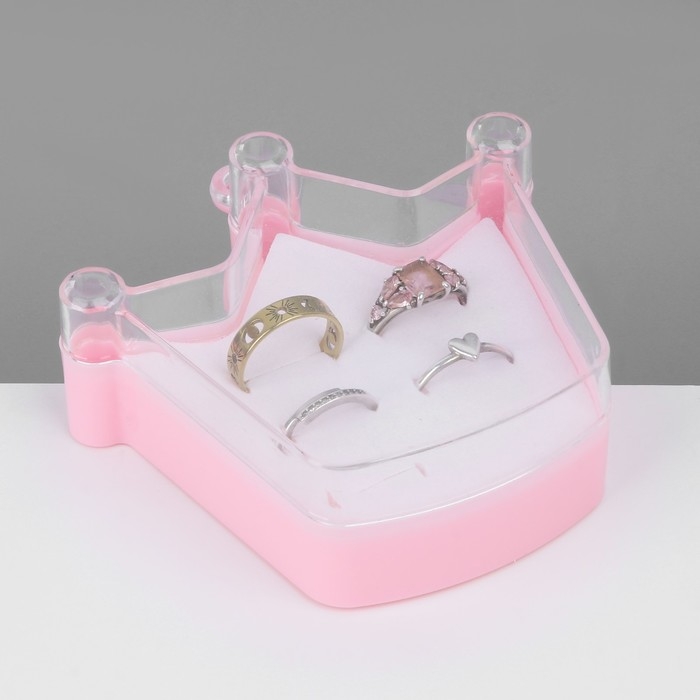 Органайзер для украшений &laquo;Шкатулка корона&raquo; 6 мест, пластик, 9,5&times;9&times;3 см, цвет розовый
