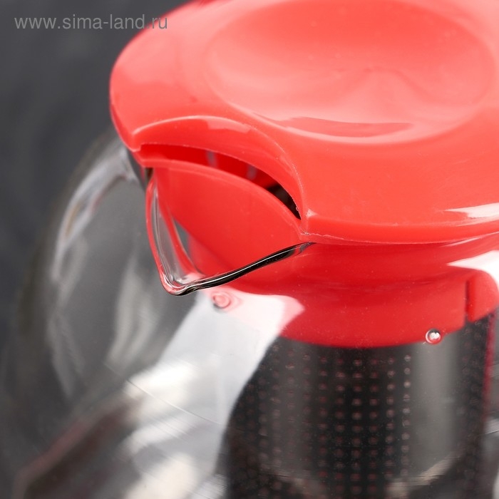 Чайник стеклянный заварочный &laquo;Фиона&raquo;, 1,1 л, с металлическим ситом, цвет красный