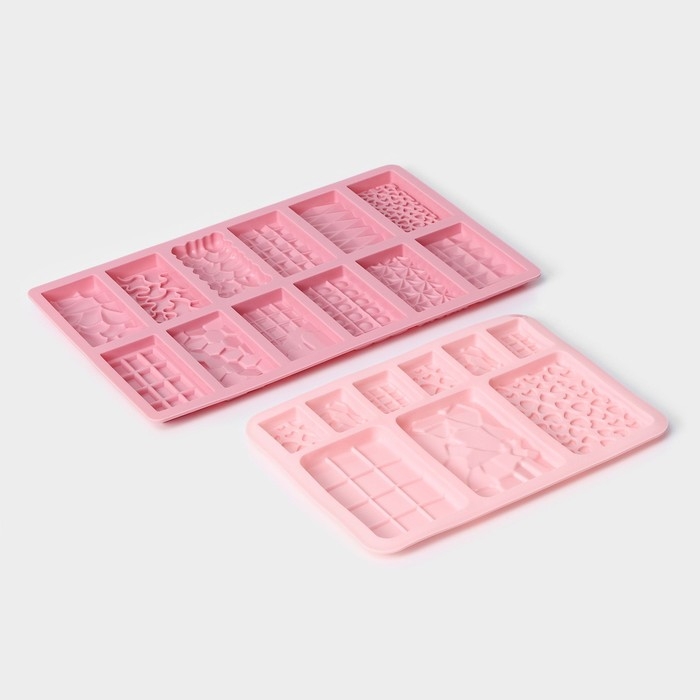 Набор форм для шоколада Доляна &laquo;Шоколадное ассорти&raquo;, 2 шт, силикон, цвет розовый