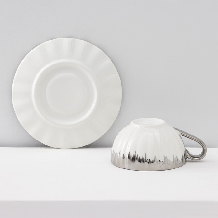 Сервиз керамический чайный &laquo;Снежная лавина&raquo;, 12 предметов: 6 кружек 80 мл, 6 блюдец d=11,2 см, цвет МИКС