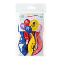 Воздушный шар латексный 12" «С днём рождения», 5 шт., МИКС Воздушный шар латексный 12" «С днём рождения», 5 шт., МИКС