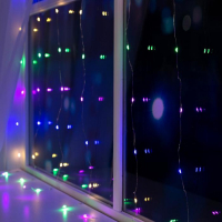 Гирлянда &laquo;Занавес&raquo; 1.6 &times; 1.6 м роса, IP20, серебристая нить, 160 LED, свечение мульти, 8 режимов, 220 В