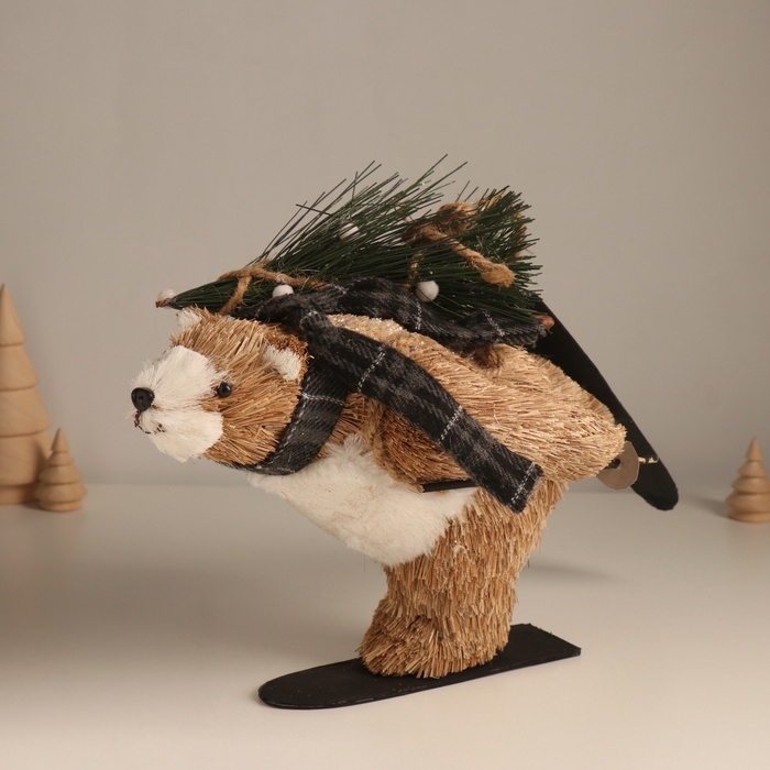 Декор Декор "Миша едет на лыжах с ёлочкой" 19х28х15 см