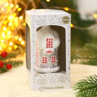 Ёлочная игрушка "Домик" h-9 см, бело-розовый Ёлочная игрушка "Домик" h-9 см, бело-розовый