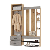 Прихожая Домино, 1500х350х2116, Крафт Золотой/Бетон