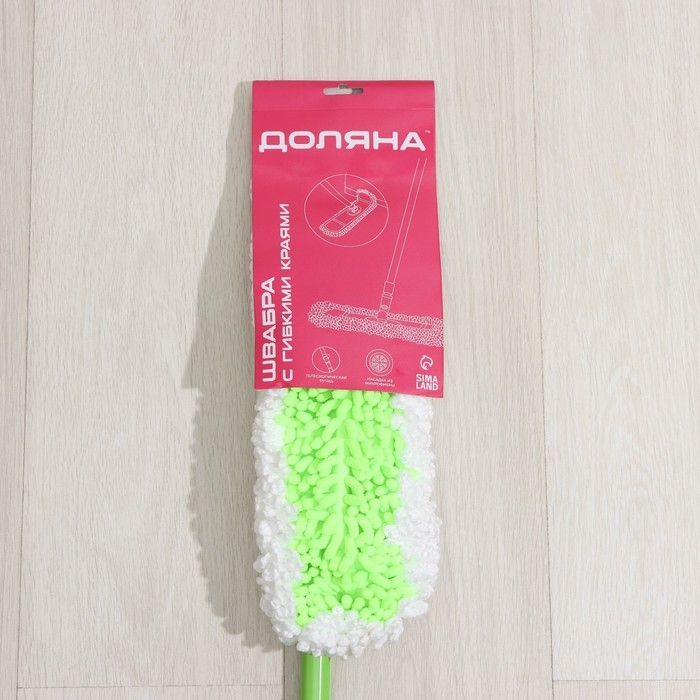 Швабра для мытья пола Доляна, микрофибра 38&times;8 см, гибкие края, телескопическая ручка 80(120) см