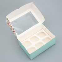 Коробка складная на 6 капкейков с окном &laquo;Яркого Нового года&raquo;, 25 х 17 х 10 см, Новый год