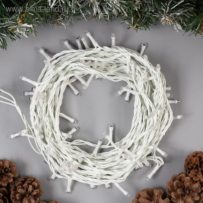 Гирлянда &laquo;Нить&raquo; 10 м, IP44, белая нить, 100 LED, свечение жёлтое, 8 режимов, 220 В