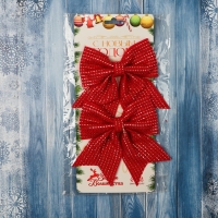 Украшение ёлочное "Бантик плетёный" (набор 2 шт) 15х12 см, красный Украшение ёлочное "Бантик плетёный" (набор 2 шт) 15х12 см, красный