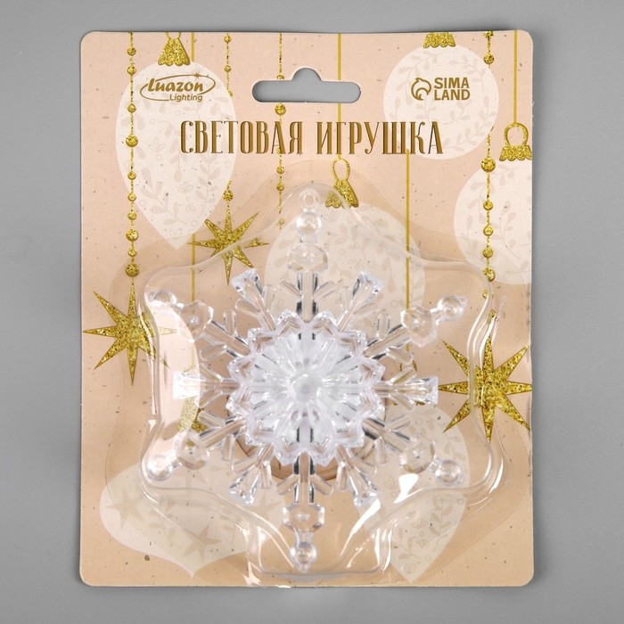 Светодиодная игрушка на липучке &laquo;Снежинка&raquo; 11 см, батарейки LR44х3 (в комплекте), свечение мульти