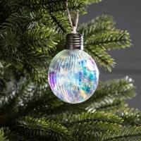 Елочный шар «Ретро шар» 8х10.5 см, 5 LED, LR44x3 (в комплекте), свечение тёплое белое Елочный шар «Ретро шар» 8х10.5 см, 5 LED, LR44x3 (в комплекте), свечение тёплое белое