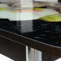 Стол раздвижной с фп Орхидея белая, 1100/1500х700х777, стекло/пояс венге/ноги хром прямые Стол раздвижной с фп Орхидея белая, 1100/1500х700х777, стекло/пояс венге/ноги хром прямые