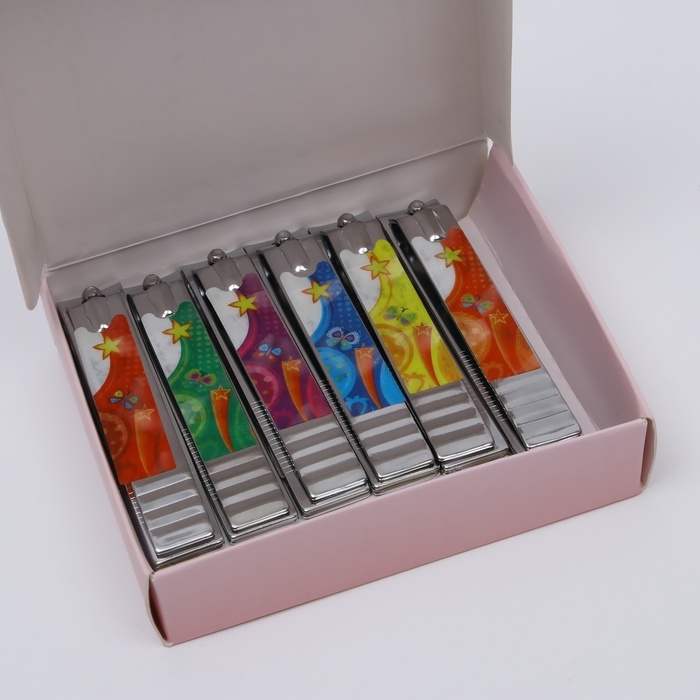 Кусачки-книпсер педикюрные, с пилкой, 8 см, фасовка 12 шт в коробке, рисунок МИКС Кусачки-книпсер педикюрные, с пилкой, 8 см, фасовка 12 шт в коробке, рисунок МИКС