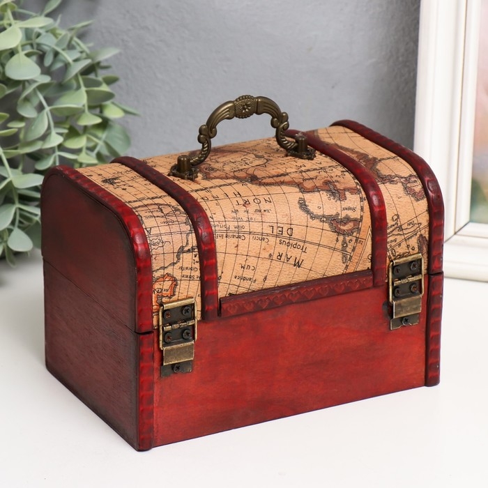 Шкатулка дерево состаренная Шкатулка дерево состаренная "Карта путешественника" сундучок 11х17,5х11,5 см, МИКС