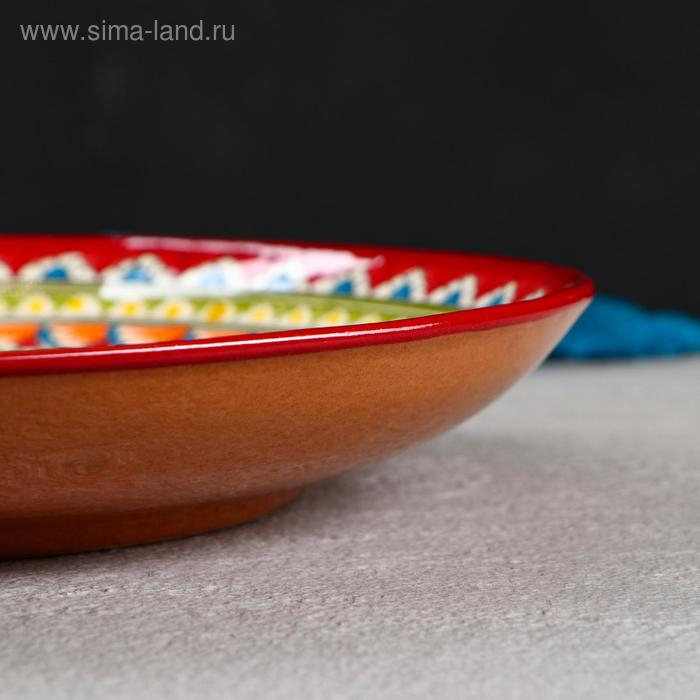 Ляган Риштанская Керамика "Узоры", 32 см, красный