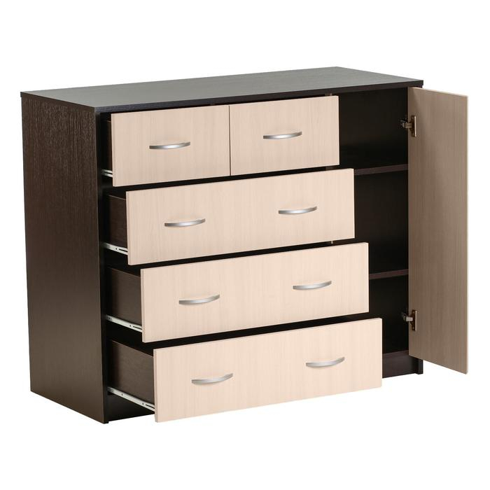 Комод 5 ящиков с дверью, 1100х480х900, Венге темный/Венге светлый Комод 5 ящиков с дверью, 1100х480х900, Венге темный/Венге светлый