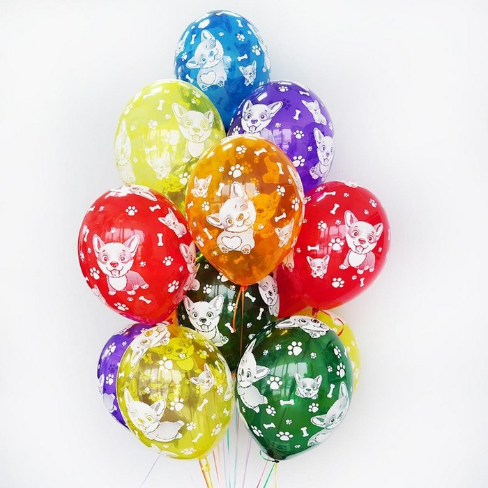 Шар латексный 14 Шар латексный 14" «Корги», кристалл, набор 25 шт., МИКС