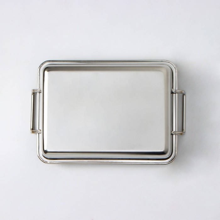 Противень из нержавеющей стали для подачи, 15,5×11,5×3,5 см, с ручками, цвет хромированный Противень из нержавеющей стали для подачи, 15,5×11,5×3,5 см, с ручками, цвет хромированный