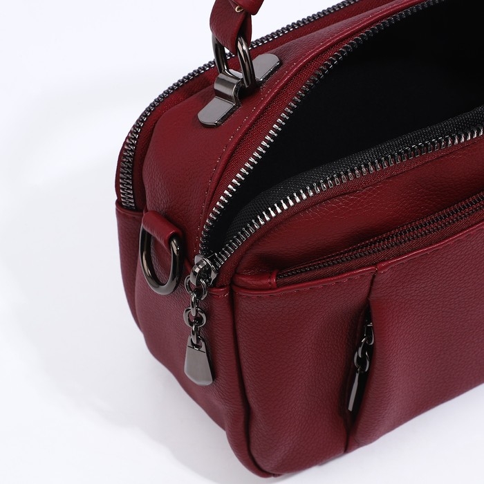 Сумка женская на молнии, цвет бордовый