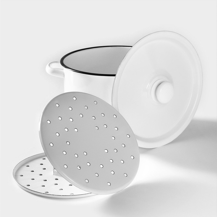 Мантоварка эмалированная «Позница», 7,5 л, 2 вставки, цвет белый Мантоварка эмалированная «Позница», 7,5 л, 2 вставки, цвет белый