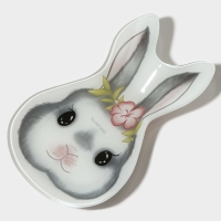 Блюдо стеклянное сервировочное Доляна «Цветочный кролик», 21×13,5×1,8 см Блюдо стеклянное сервировочное Доляна «Цветочный кролик», 21×13,5×1,8 см