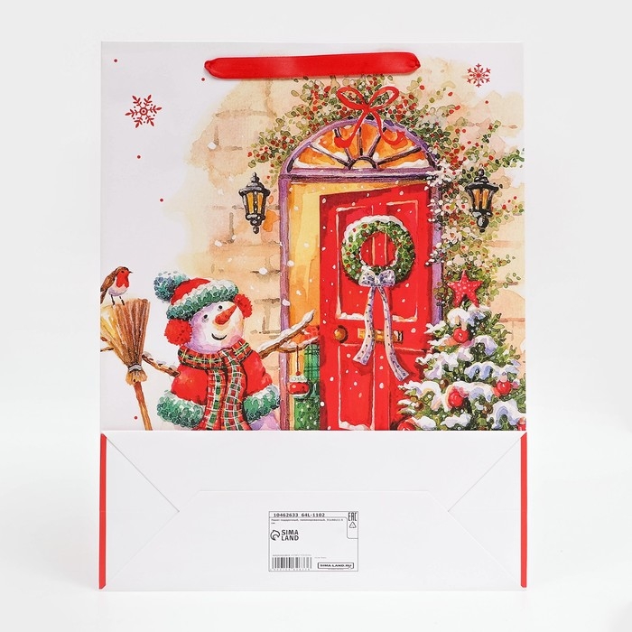 Новый год. Пакет подарочный, ламинированный, "Снеговик",31 х 40 х 11,5 см.