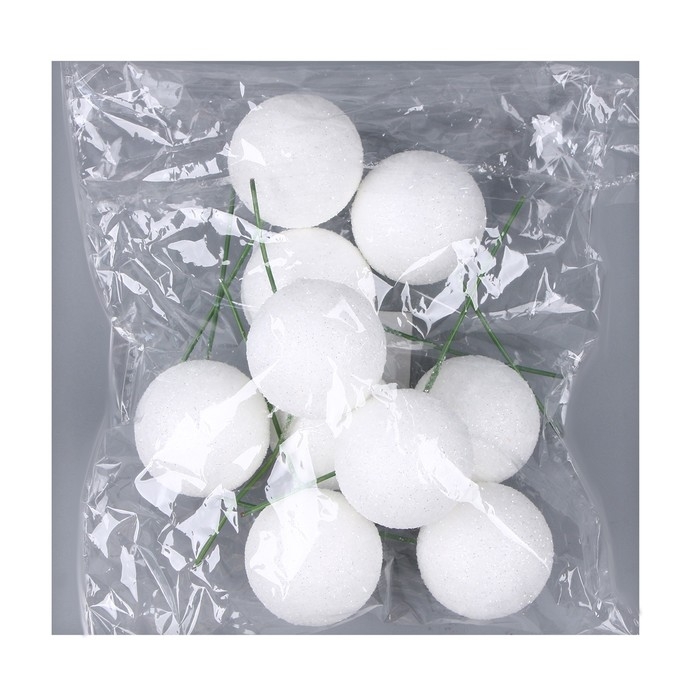 Фигурка для поделок и декора на проволоке &laquo;Шар&raquo;, набор 10 шт., размер 1 шт. &mdash; 4 &times; 11 см, цвет белый