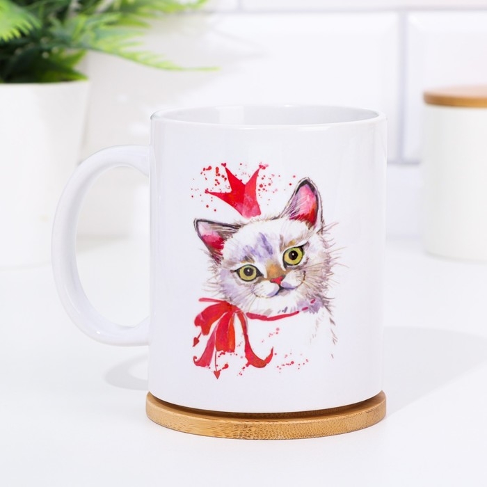 Кружка сублимация &laquo;С 8 Марта! Кошка&raquo;, с нанесением