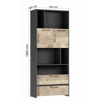 Стеллаж Денвер, 800х360х1900, Графит/Дуб гранж Стеллаж Денвер, 800х360х1900, Графит/Дуб гранж