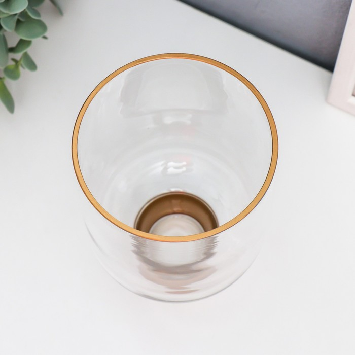 Подсвечник стекло на 1 свечу Подсвечник стекло на 1 свечу "Стакан на ножке" прозрачный и золото 15,8х10,5х10,5 см
