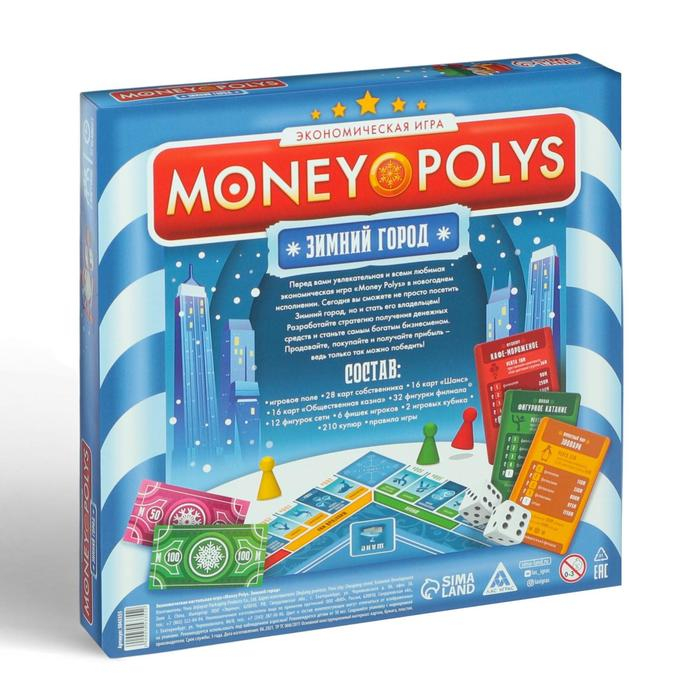 Новогодняя настольная игра &laquo;Новый год: MONEY POLYS. Зимний город&raquo;, 60 карт, 2 кубика, 6 фишек, 10+