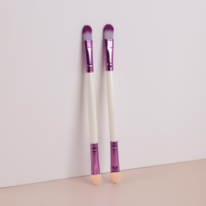 Набор кистей для макияжа, двусторонние, с аппликатором, 12,5 (&plusmn; 1) см, 2 шт, цвет МИКС