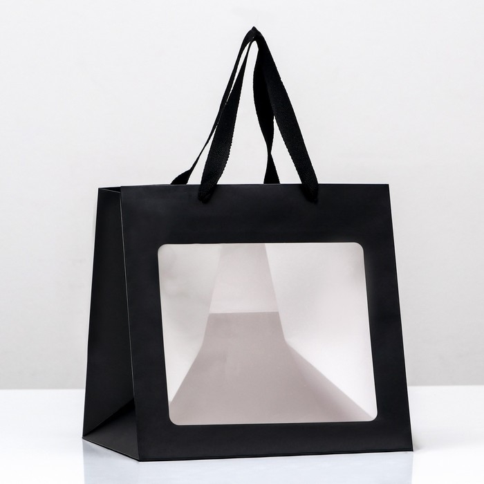 Пакет крафт с квадратным дном и окном 25 Х 25 Х 25 см Черный, 1шт Пакет крафт с квадратным дном и окном 25 Х 25 Х 25 см Черный, 1шт