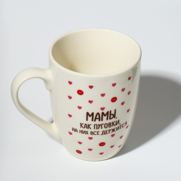 День матери. Кружка керамическая с ложкой &laquo;Мамы, как пуговки&raquo;, 310 мл