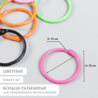 Кольцо для творчества (для фотоальбомов) "Цвет" МИКС внутр. d= 2,5 см внешн. d=3 см набор 8 шт 91494 Кольцо для творчества (для фотоальбомов) "Цвет" МИКС внутр. d= 2,5 см внешн. d=3 см набор 8 шт 91494