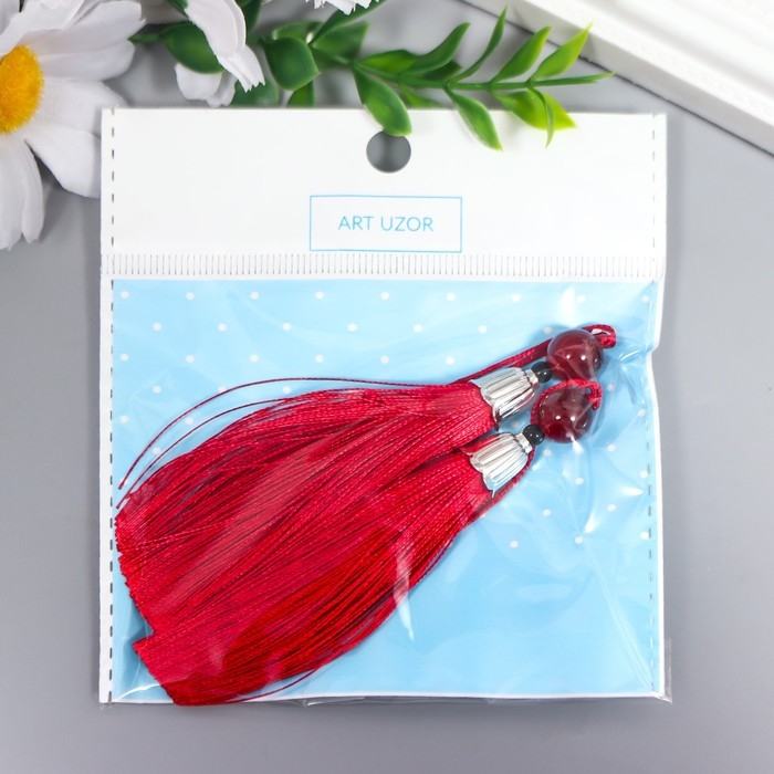 Декор для творчества текстиль Декор для творчества текстиль "Кисть с бусинкой" кирпич набор 2 шт 10х1 см