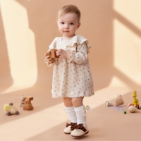 Платье с дл. рукавом Крошка Я Wildflowers, рост 74-80 см, бежевый