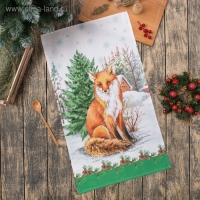 Полотенце &laquo;Лиса&raquo; ТМ &laquo;Этель: Новогодний лес&raquo;, 40 &times; 67 см, 100 % хлопок, саржа, 190 г/м&sup2;