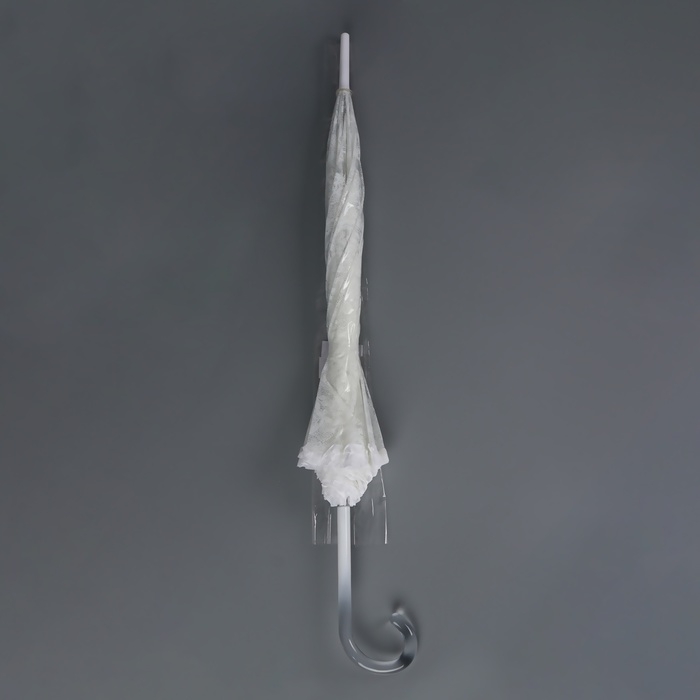 Зонт - трость полуавтоматический &laquo;Кружево&raquo;, 8 спиц, R = 40/58 см, D = 116 см, цвет белый/прозрачный