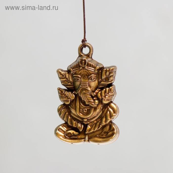 Музыка ветра металл "Будда на монете" 3 колокольчика 45 см