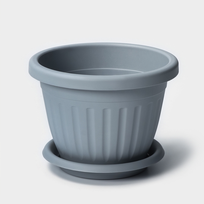 Горшок для цветов с поддоном &laquo;Сильвер ЭКО&raquo;, 1.9 л, d=18 см, цвет светло-серый