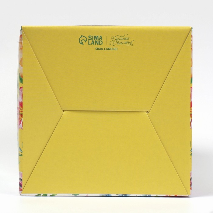 Коробка кондитерская с окном, сундук, упаковка, &laquo;Акварельные цветы&raquo; 20 х 20 х 20 см
