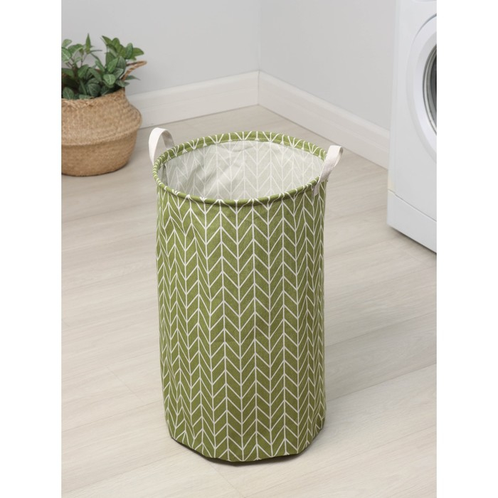 Корзина для белья Доляна «Зигзаг», 35×35×60 см, цвет зелёный Корзина для белья Доляна «Зигзаг», 35×35×60 см, цвет зелёный