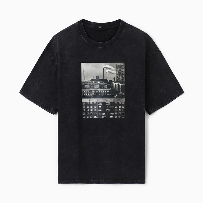 Футболка мужская MIST Футболка мужская MIST "Город" из вареного хлопка, цв. черный, р-р XL