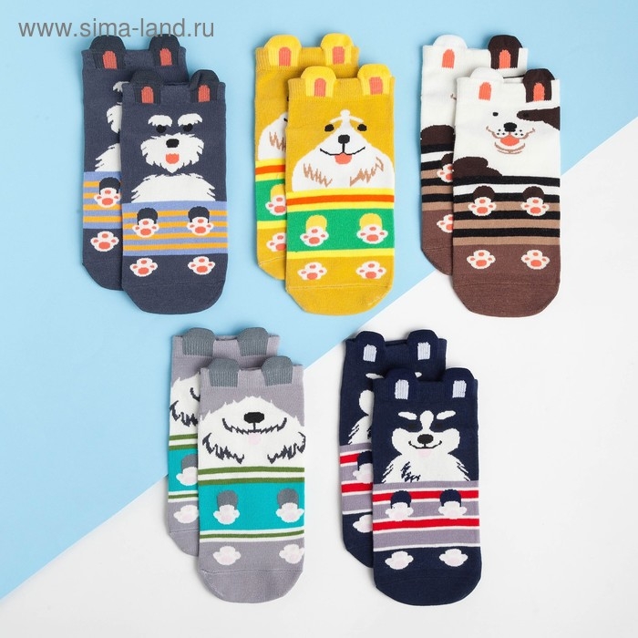 Набор носков Набор носков "В улетных носочках" 5 пар, 22-24 см, хлопок