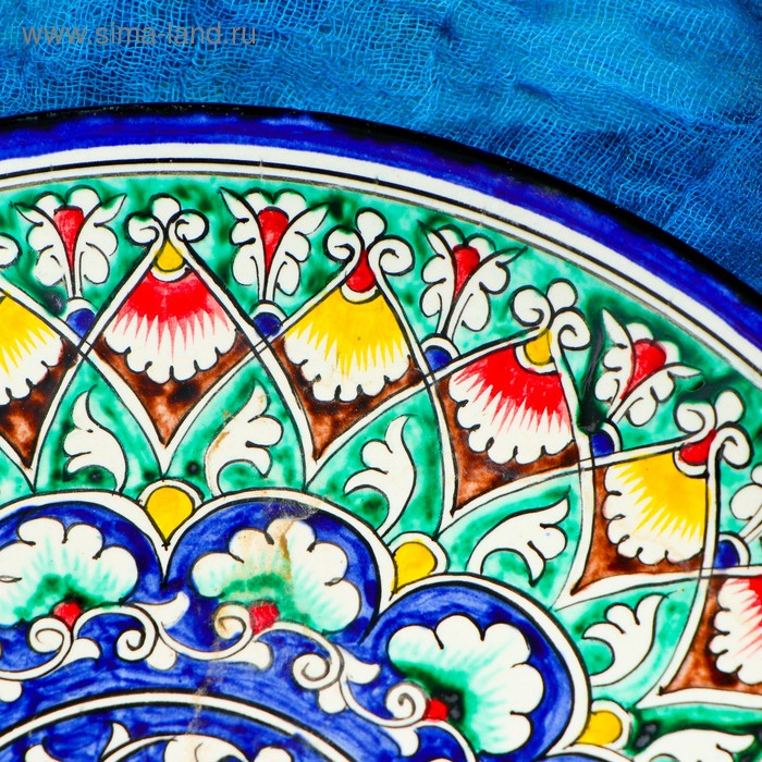 Ляган Риштанская Керамика Ляган Риштанская Керамика "Узоры", 28 см, синий