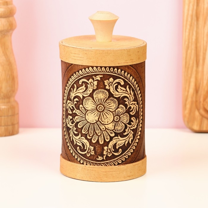 Туес Туес "Цветочки", круглый, береста